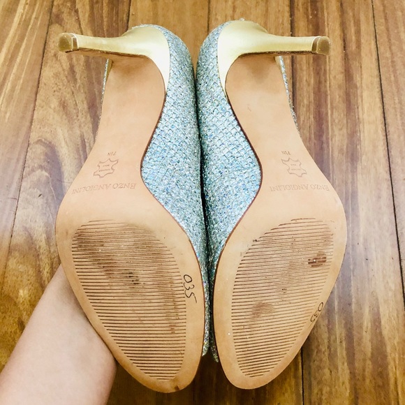 NWOT Enzo Angiolini sparkly open toe high heels - Picture 6 of 8